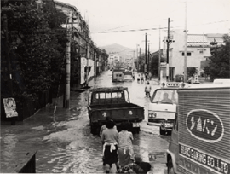 写真－３　昭和44年8月大雨　松原通り浸水状況