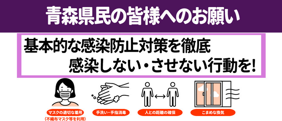 県民の皆様へのお願い。新型コロナウイルス感染拡大防止