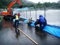 浸出水処理施設貯留池のかさ上げ