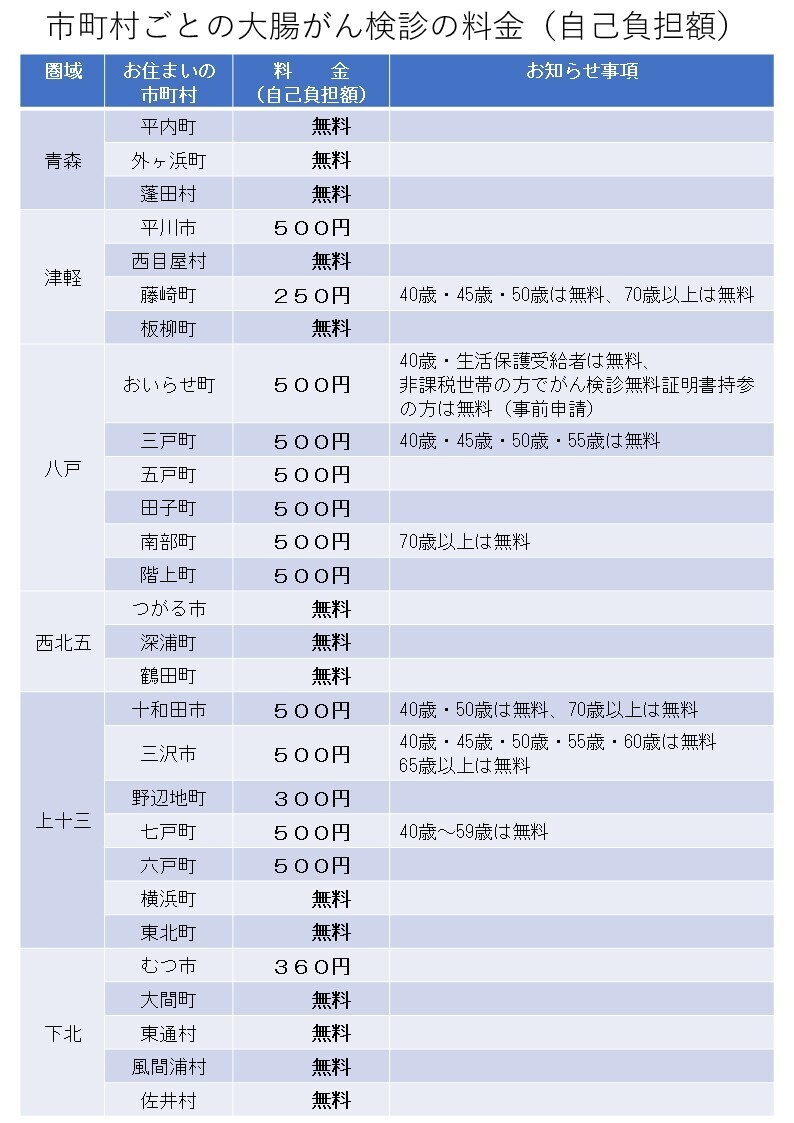 市町村ごとの自己負担額