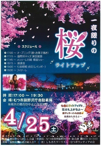 令和8年「一夜限りの桜ライトアップ」チラシ