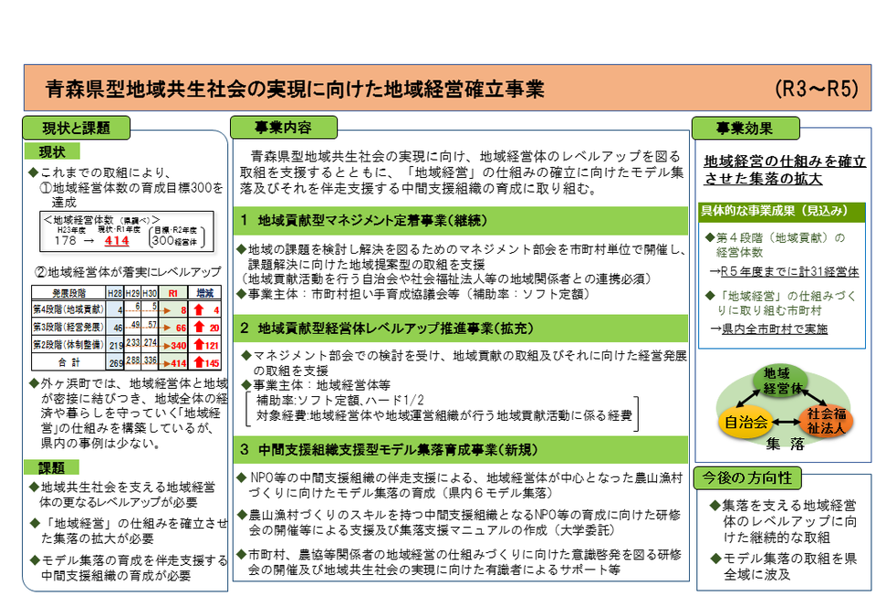 青森県型地域共生社会の実現に向けた地域経営確立事業