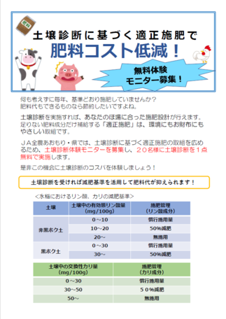 土壌診断体験モニター募集チラシ(表)