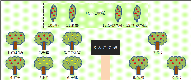 図:青森県庁りんご園の平面図