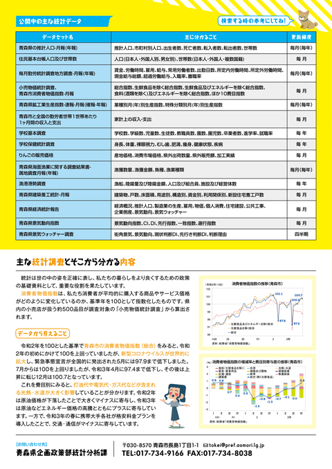 「青い森オープンデータカタログ」統計データ(公開中の主な統計データ)