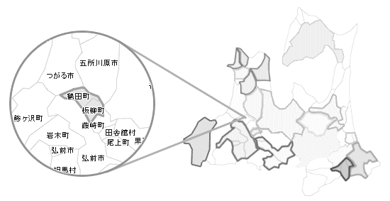 津軽中央合併協議会地図
