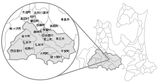津軽南地域市町村合併法定協議会地図