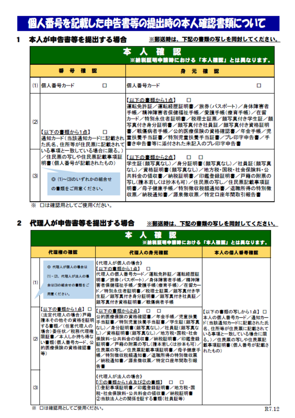 本人確認書類一覧