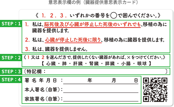 意思表示欄の記入方法