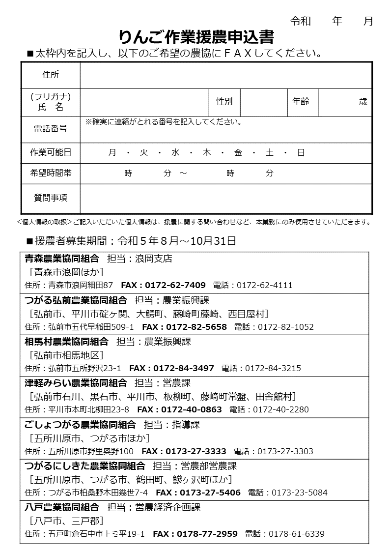 援農者募集チラシ(裏面)